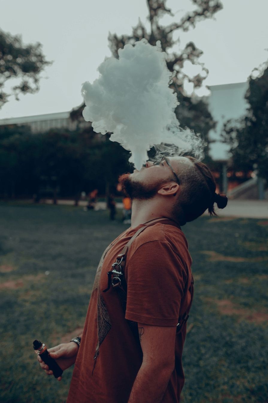 A person vaping terpenes