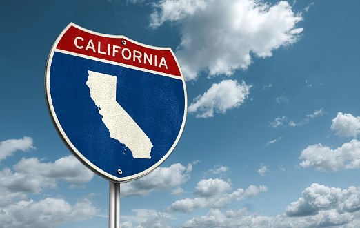 A signboard with California written on it.