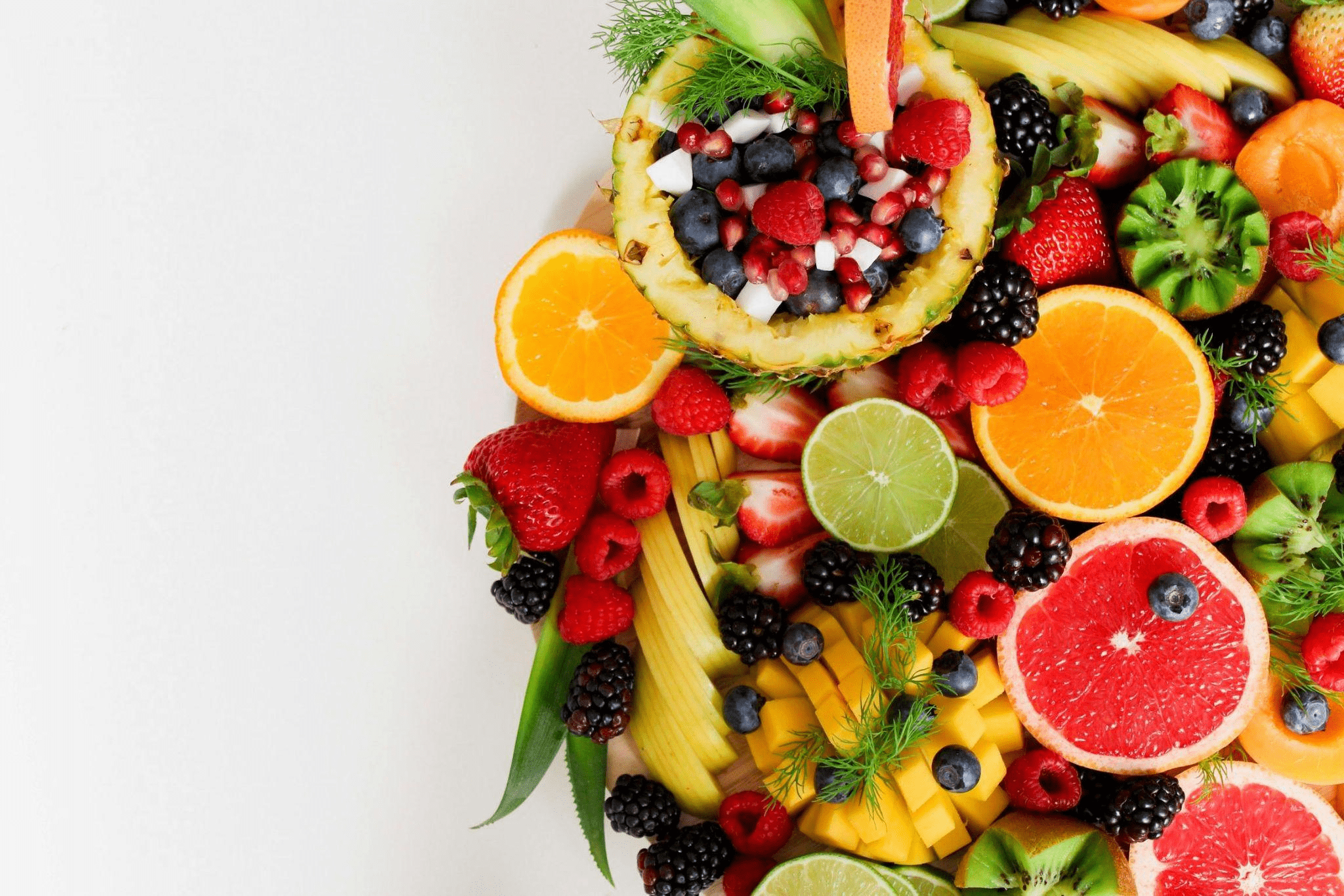 a platter of assorted fruits