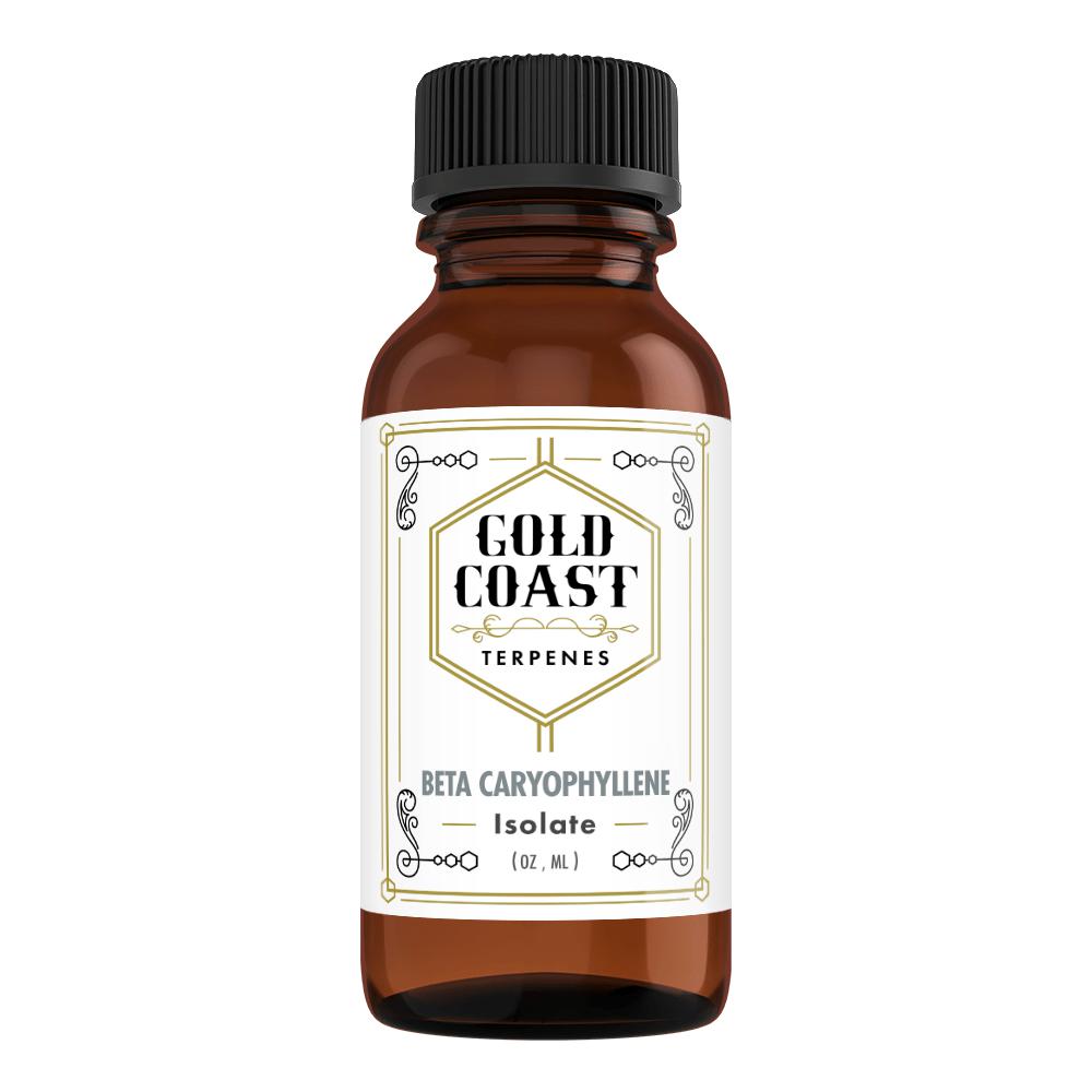 Beta-caryophyllene terpene in a brown glass bottle 