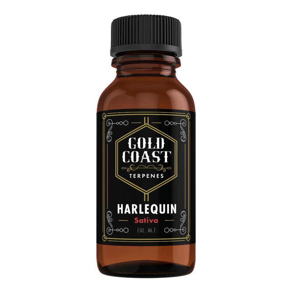 A bottle of Harlequin (Sativa) from Gold Coast Terpenes