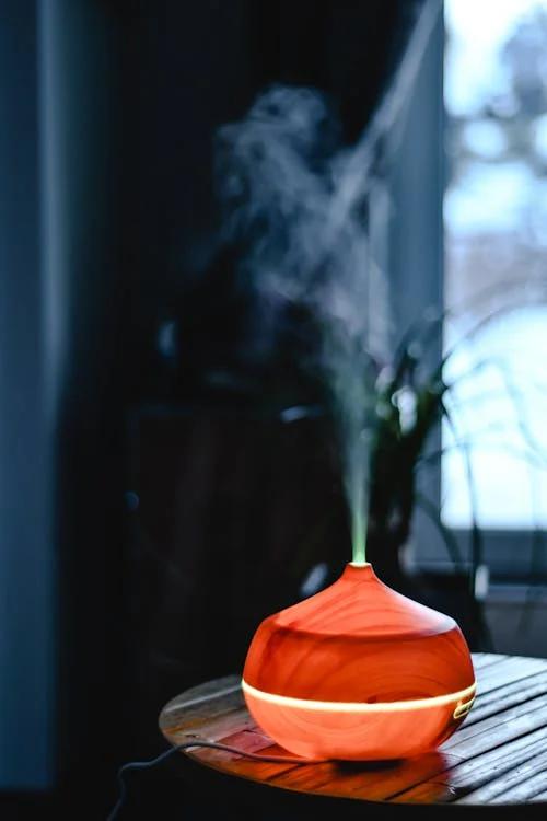 Smoke coming from a wooden diffuser