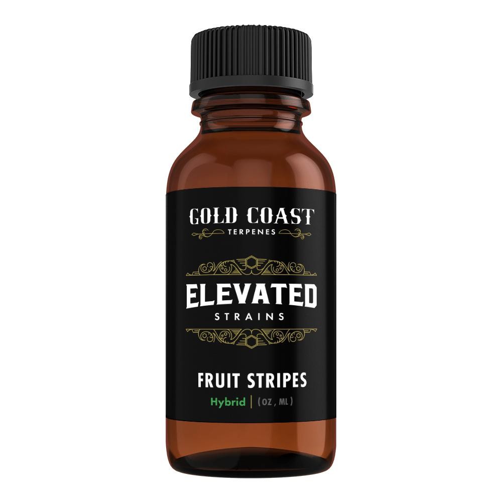 A bottle of Fruit Stripes (Hybrid) from Gold Coast Terpenes