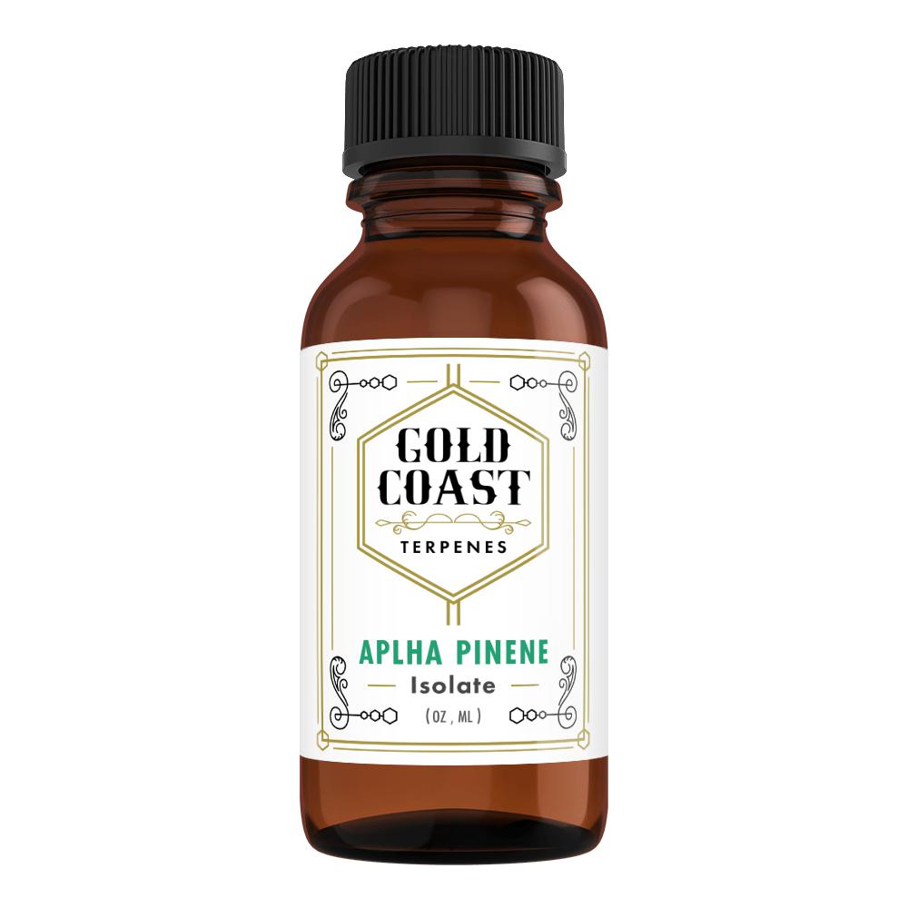 A bottle of Alpha Pinene (Isolate) from Gold Coast Terpenes
