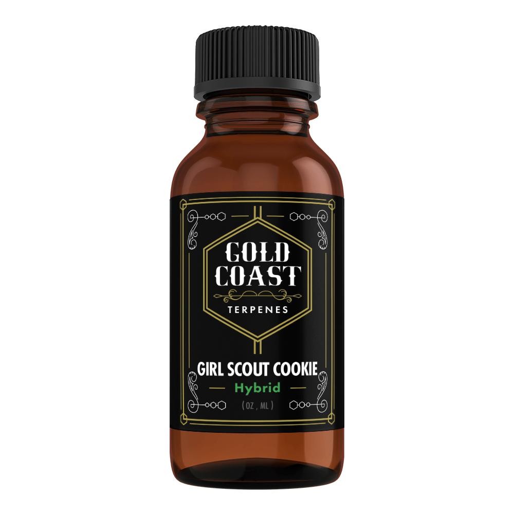 A picture of a bottle containing terpenes extracted from Girl Scout Cookie cannabis