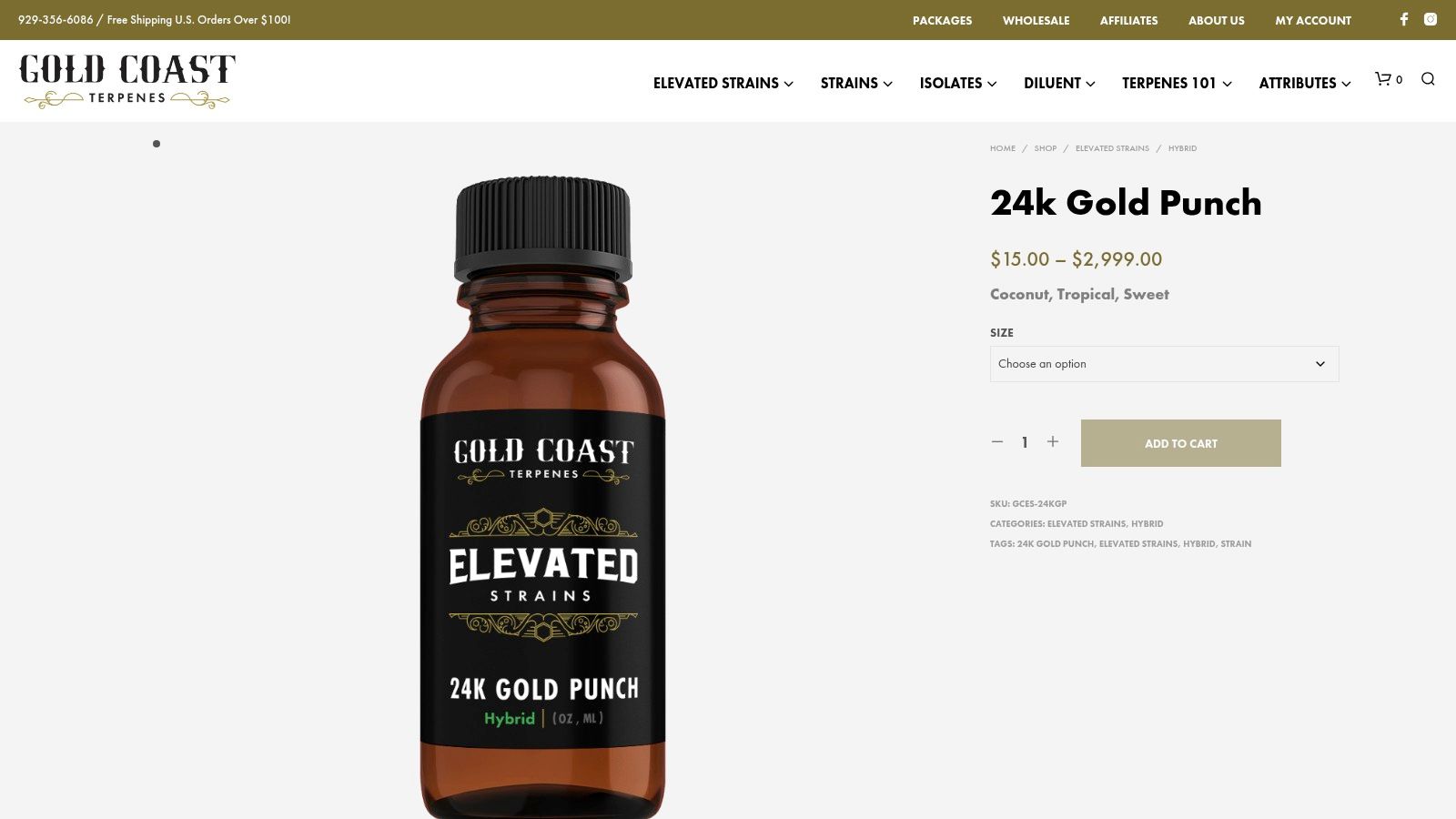 Screenshot from https://goldcoastterpenes.com/shop/elevated-terpene-strains/flavor-hybrid/24k-gold-punch/